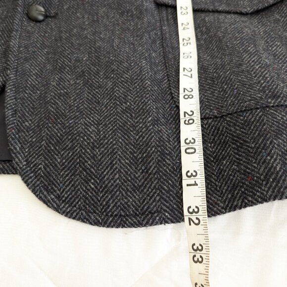 PENDLETON Blazer Mens 46L Gray Black Wool Herringbone Elbow Patch Western Jacket - Picture 13 of 14